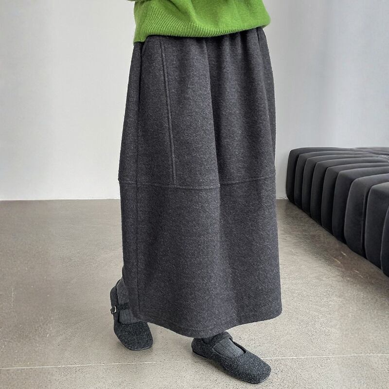 ウエストゴム ミモレ丈 Aライン スカート ◆2color 204528