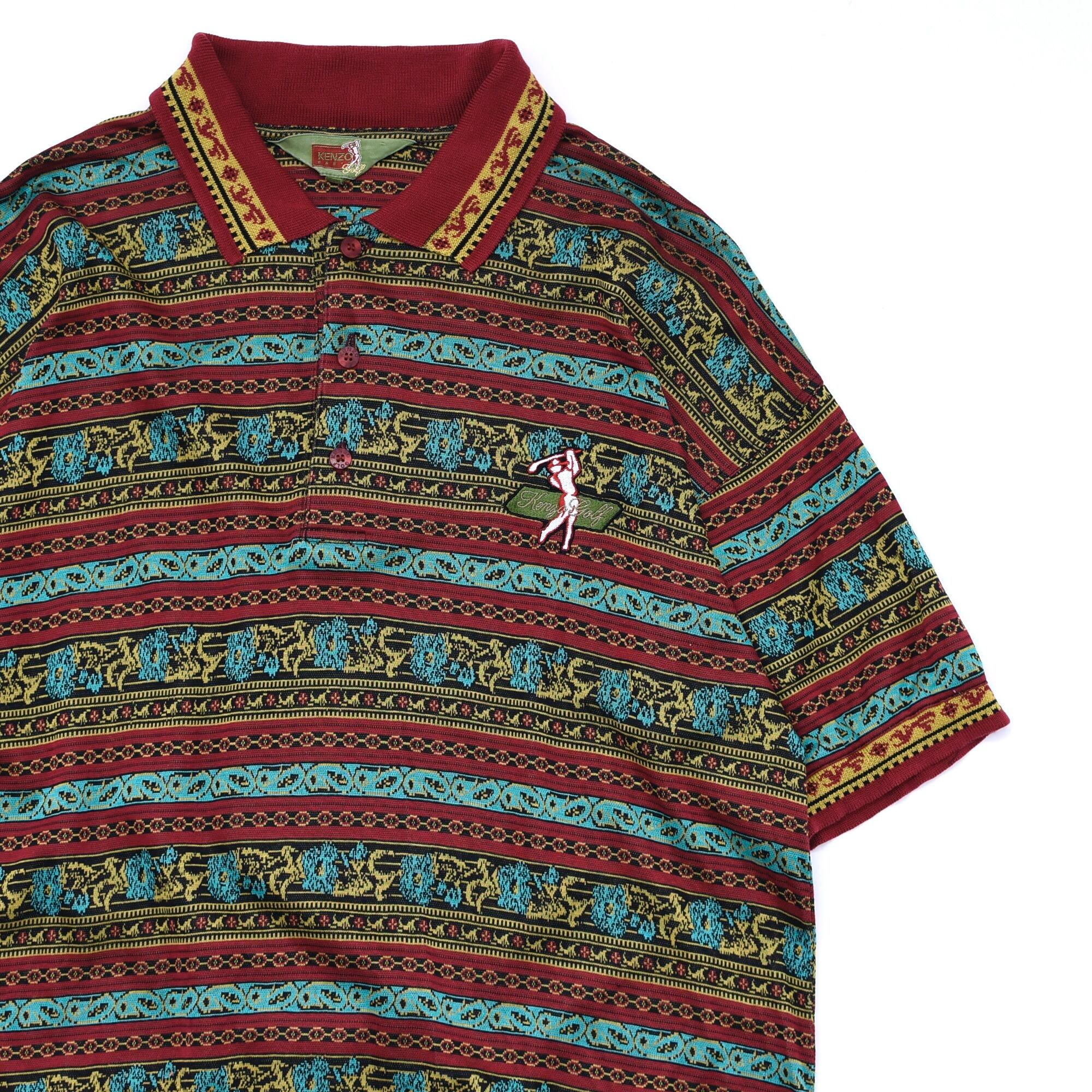 90's KENZO golf jacquard border polo shirt
