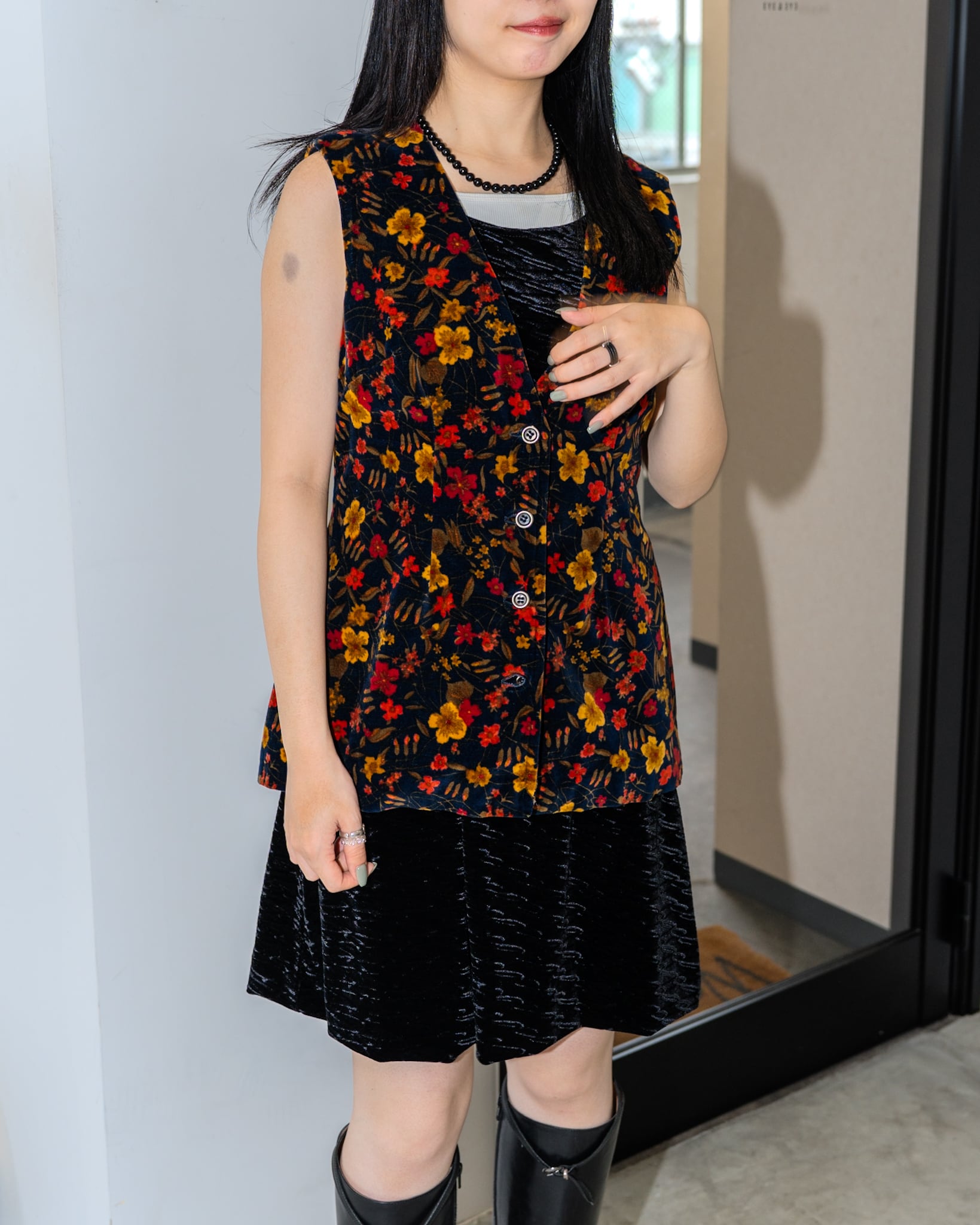 FLOWER VELOUR VEST / EURO