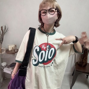 logo print linger tee【Ivory】