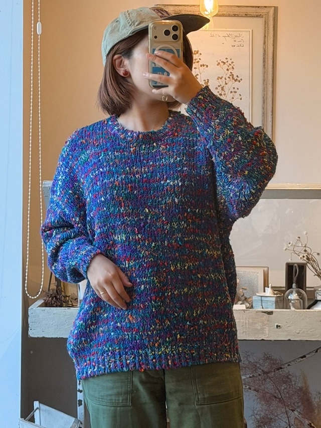 1990's multi color acrylic knit sweater