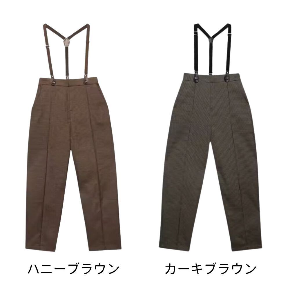 レトロチェックなコーディネートサスペンダーパンツ E00105 | EMMA GRAND