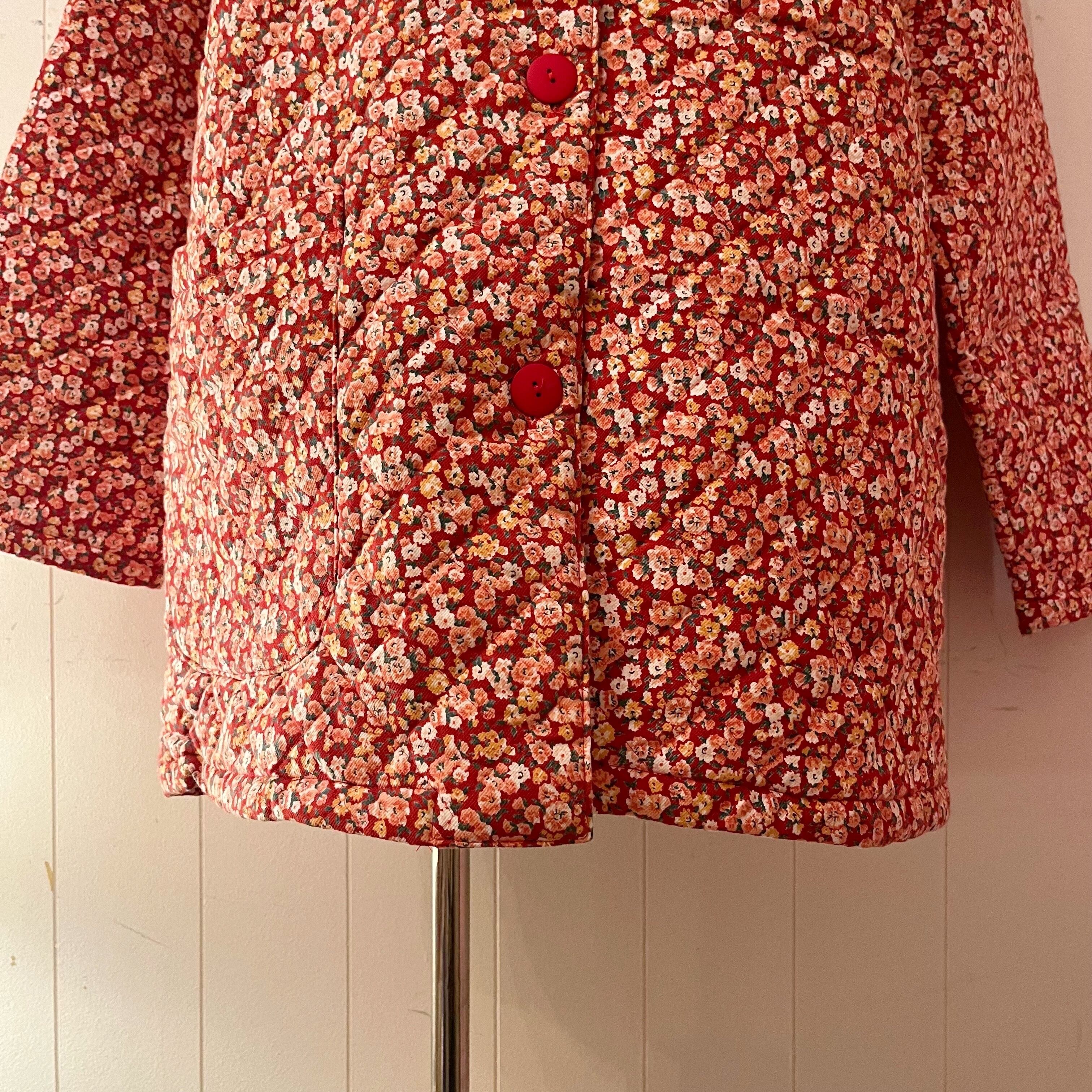 red flower quilting coat