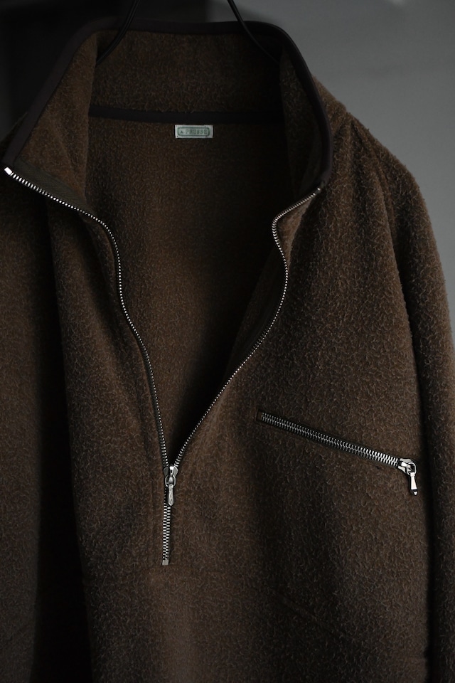 A.PRESSE / Vintage Silk Fleece Harf ZIP Jacket (Brown)