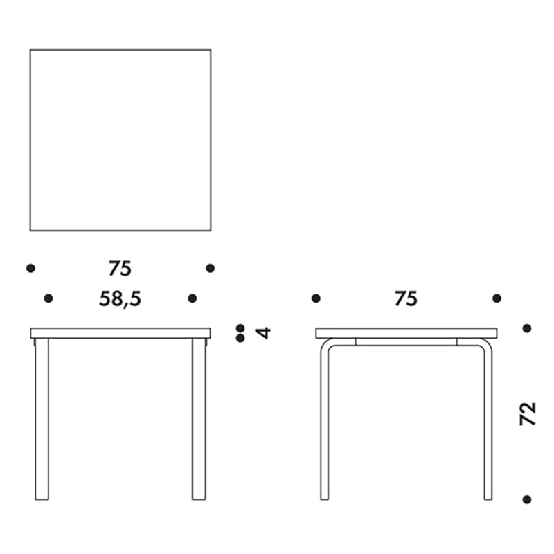 81C テーブル(75×75cm)ナチュラルラッカー[ アルテック 81C テーブル(75×75cm)ナチュラルラッカー[ アルテック