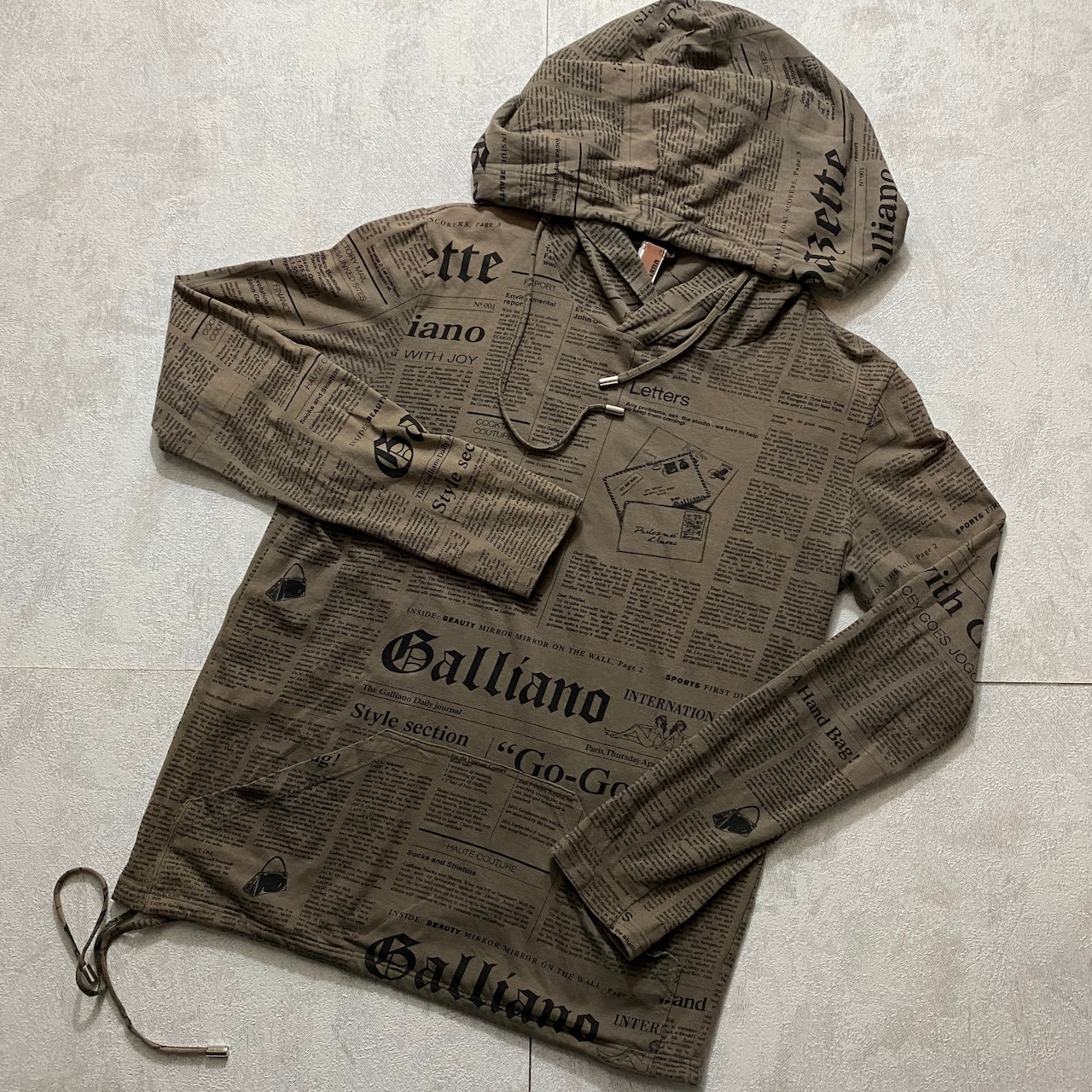JOHN GALLIANO newspaper pattern hoodie 