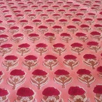 ブロックプリント生地【50cm単位】インド綿  小花柄 ピンク×ベージュ×赤 #49311-PK2【再入荷】