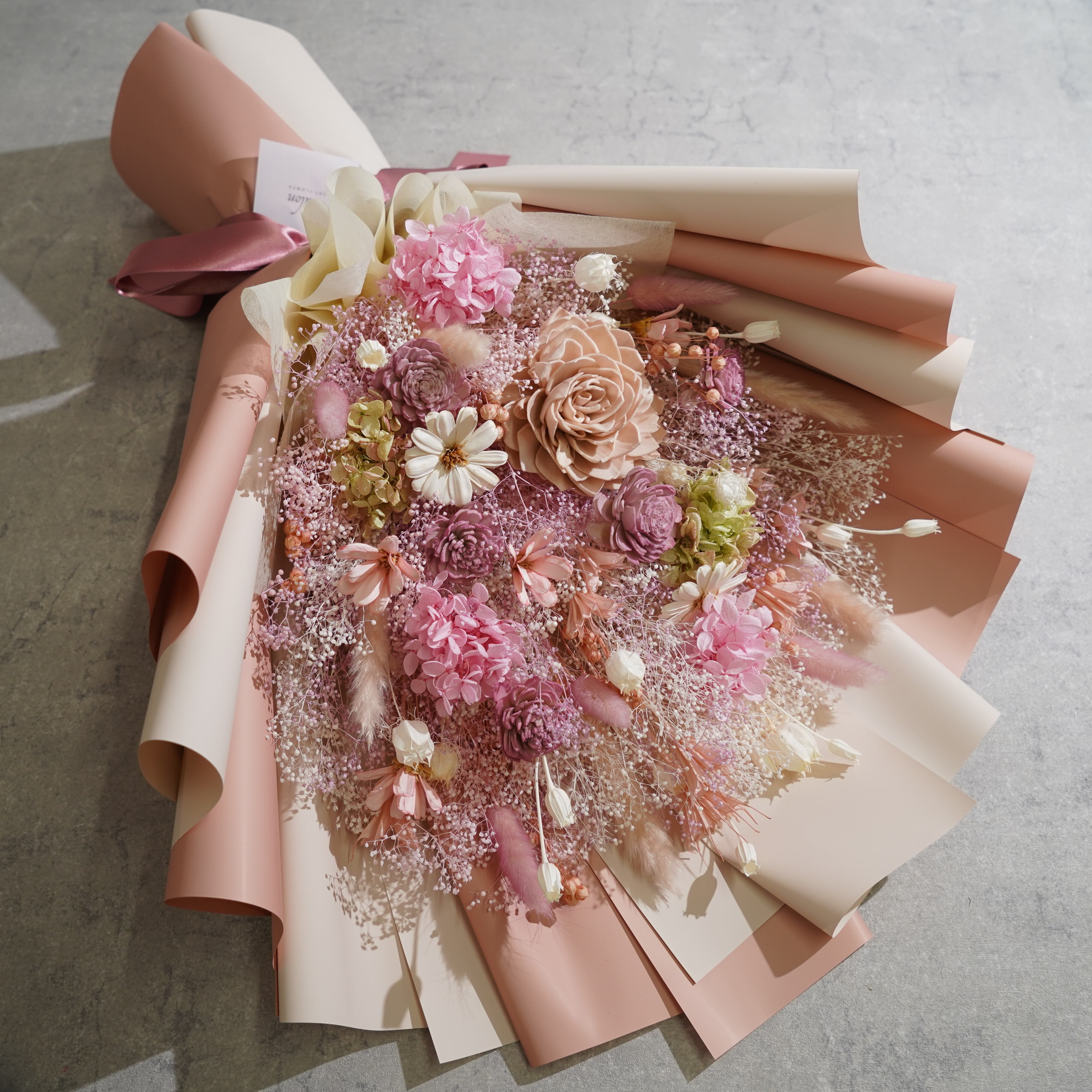 ドライフラワーの花束 LLサイズ ピンク LL-19≪限定1点≫