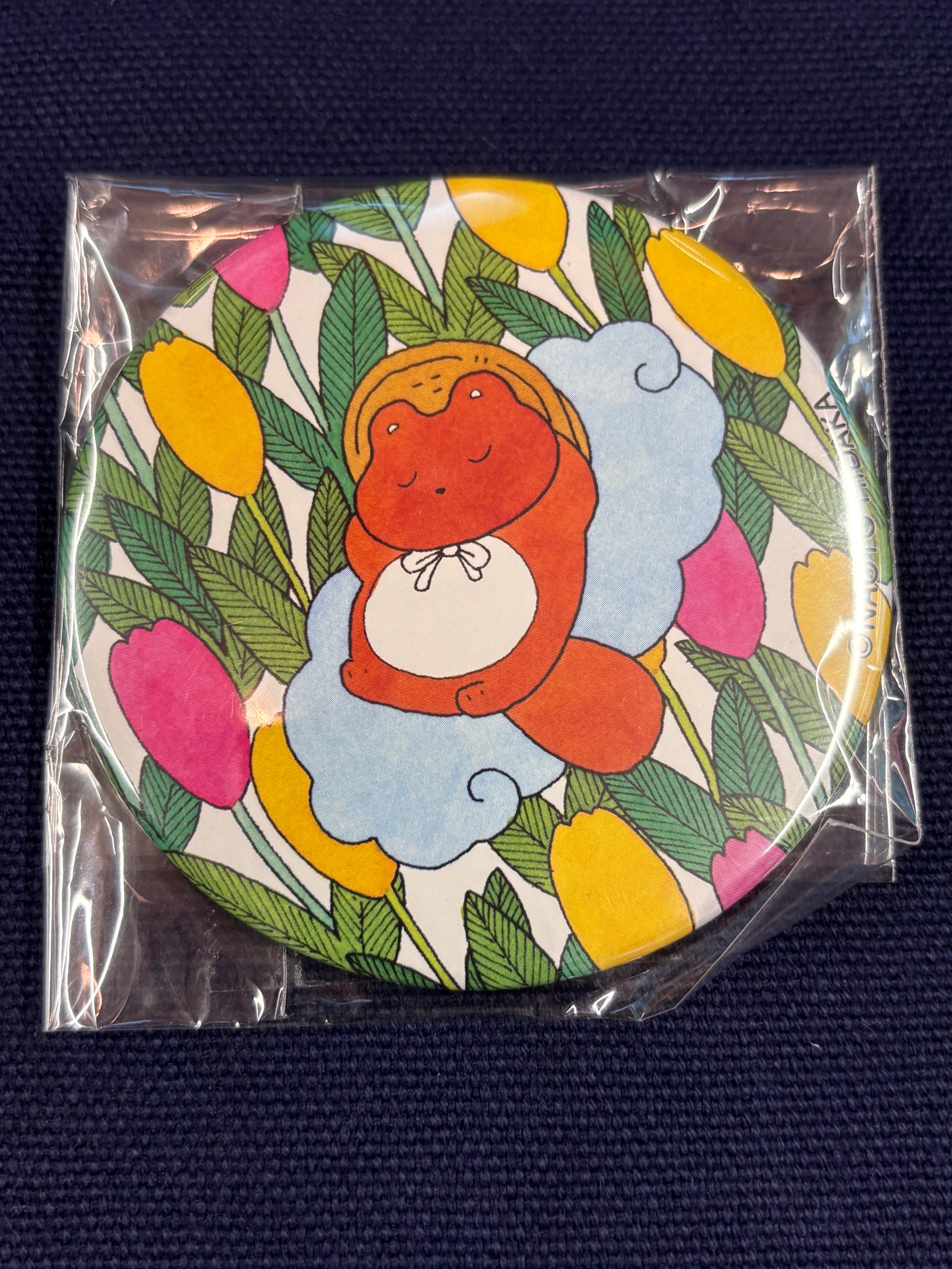 最終価格【ぼんやり子だぬき】手乗りサイズ ヒダカナオト　陶器　水色 ご利益や＆龍のキャンバス
