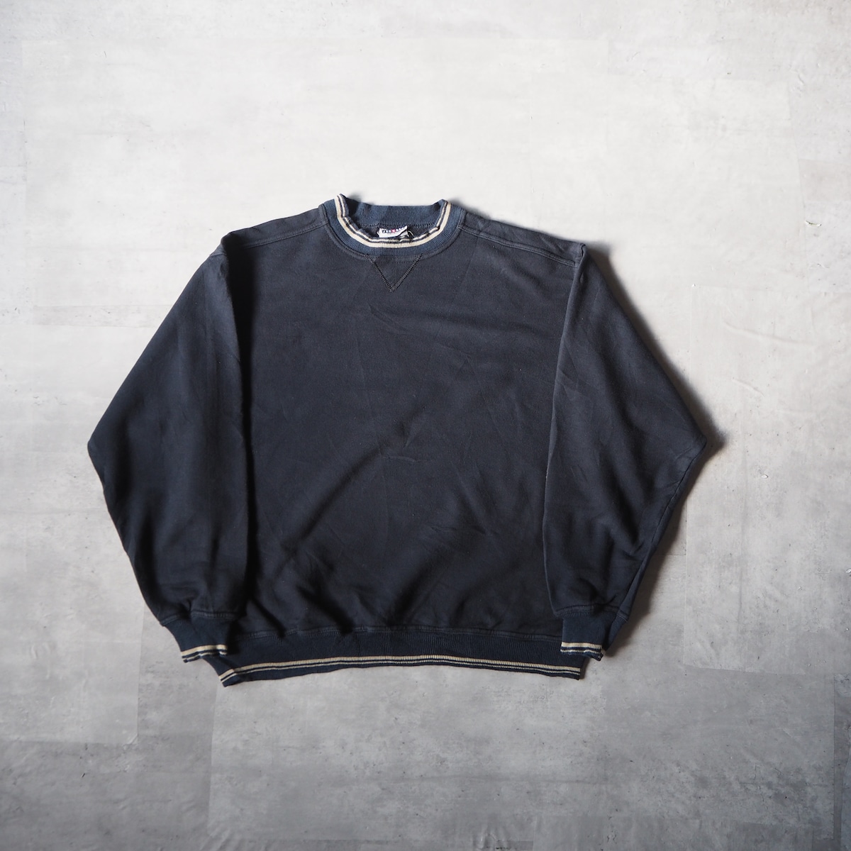90s “JERZEES” ringer neck sweat shirt 90年代 リンガーネック ジャージーズ スウェット 丸胴 前V ...