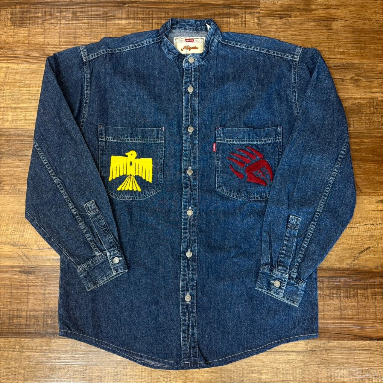 ナスングワム【Nasngwam】Indian motif Denim Shirt　Sサイズ - 1