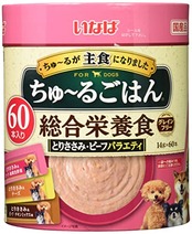 いなば ちゅ~るごはん とりささみ・ビーフバラエティ 60本 総合栄養食 犬用おやつ