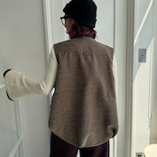 【受注予約:10月下旬入荷予定】バルーンシルエットMIXツイードvest/ブラウン