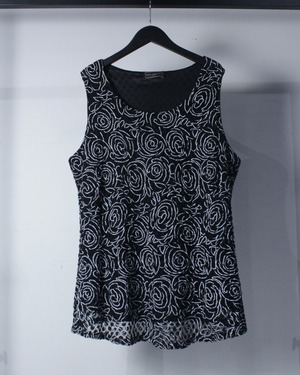 【Caka BLACK】Rose Pattern Vintage No Sleeve