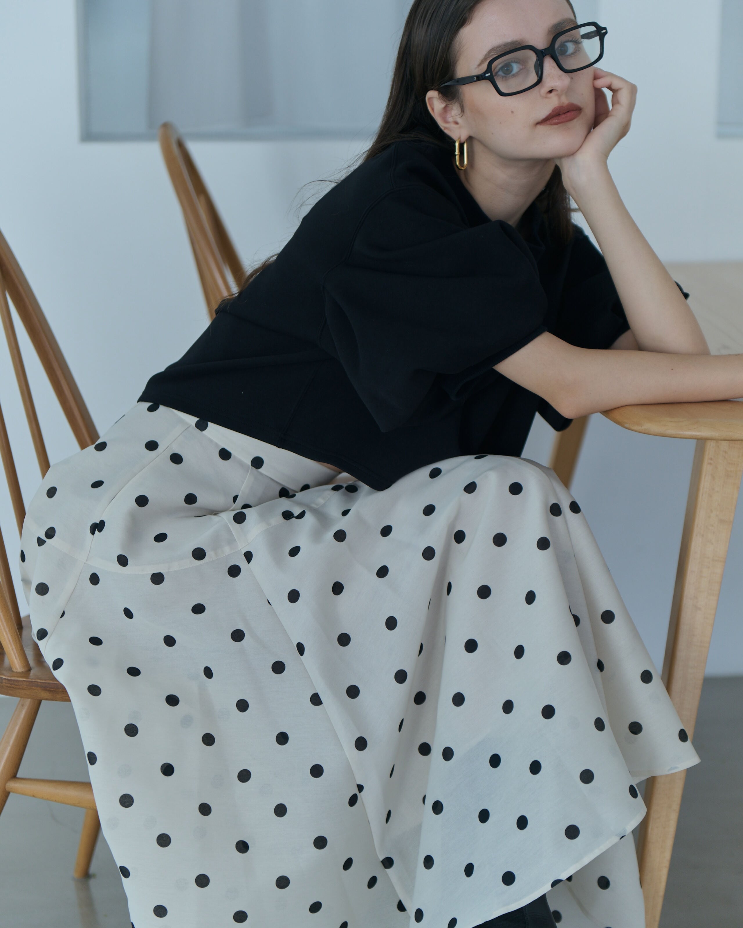 Dot volume flare skirt | Bluelea