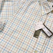 新品 タグ付き Henry Cotton's ヘンリーコットンズ チェック柄 BD ボタンダウン 長袖シャツ 39/ホワイト系 メンズ ブルガリア製