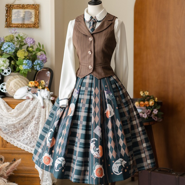 ロリィタ ベスト クラロリ Forestシリーズストライプ柄 レトロ 控えめ 普段着使い 20代 30代