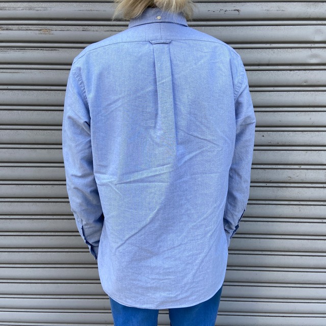 ラルフローレン ボタンダウンシャツ ポニーマーク無し サックスカラー M