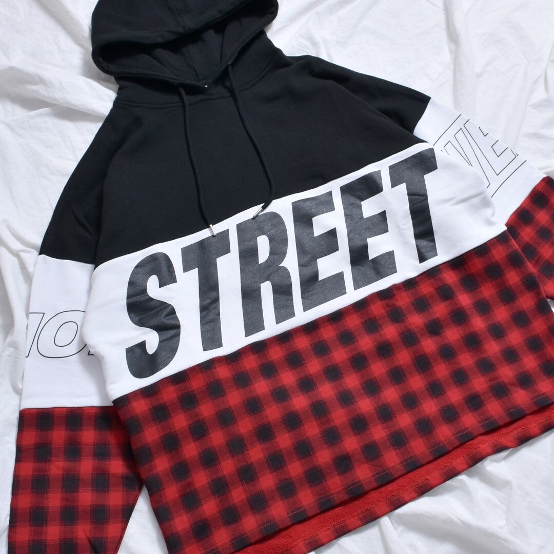 【70%OFF】VISION BIGロゴ×レッドチェック パーカー