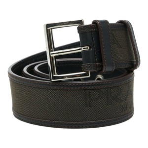 プラダ ロゴベルト ブラウン キャンバス レザー レディース PRADA 【中古】