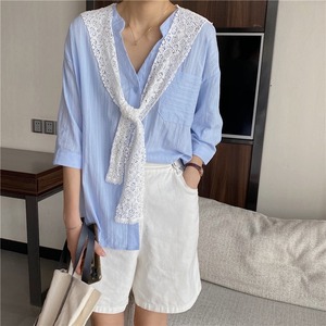 【MumuIns 】襟付き、夏新作デザインアップシャツ A0116