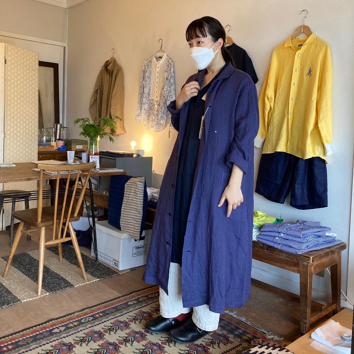 リネンロングコート Garden | NAVY-YARD