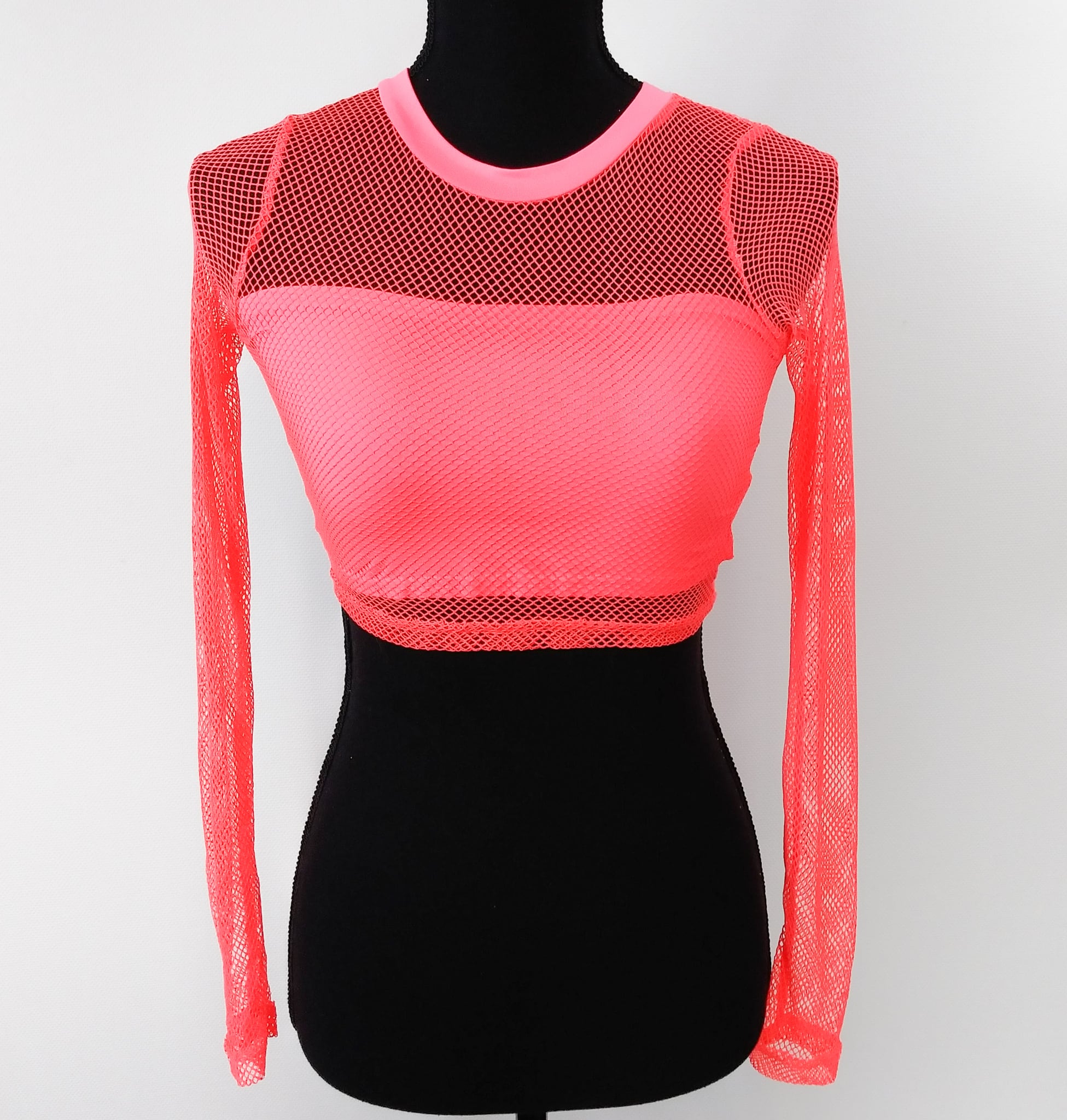 ネオンピンク メッシュネットトップス ネオンカラー 蛍光 ダンス 衣装 イベント ランニング ヨガ クラブ フェス セクシースポーツ