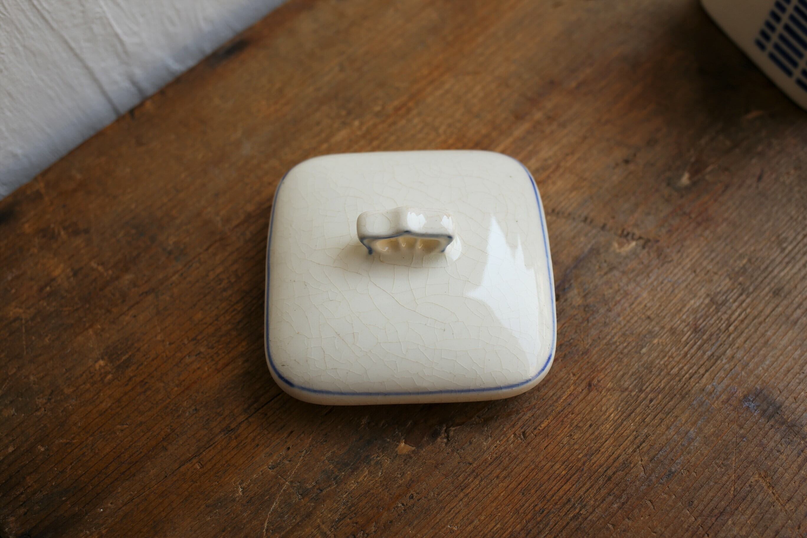 フランス アンティーク ヴィンテージ 陶器製 キャニスター 四角