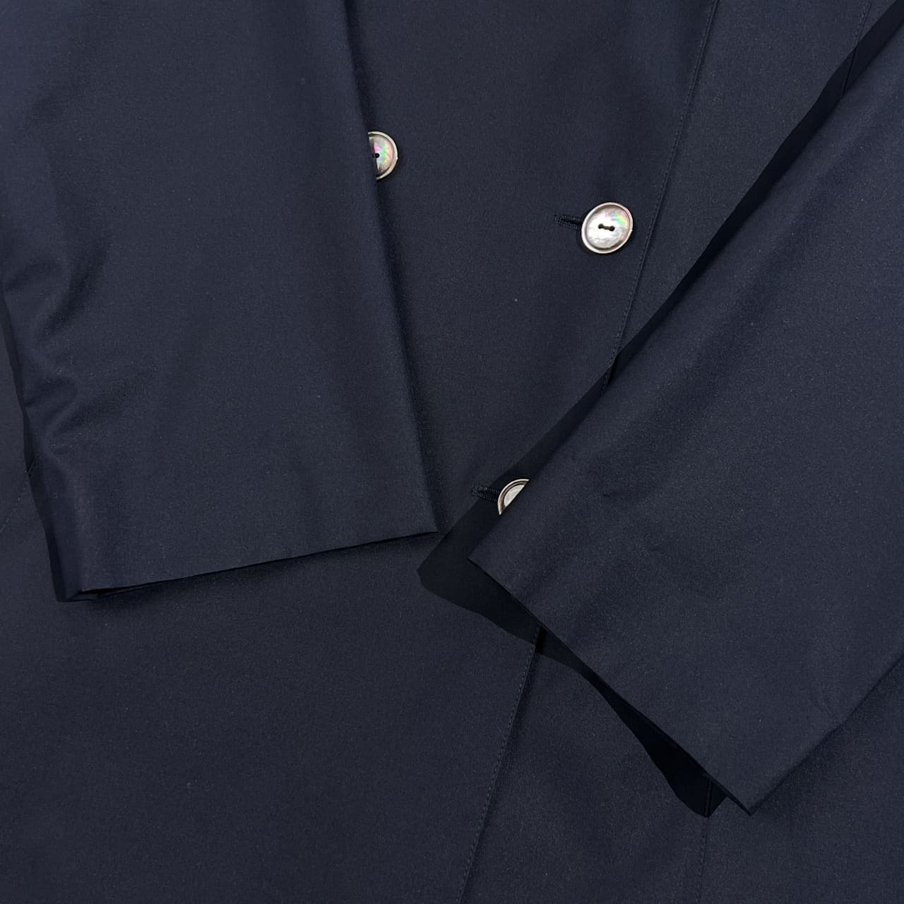 シルク100% Leilian レリアン ダブル ハーフコート ジャケット 13＋/ネイビー レディース