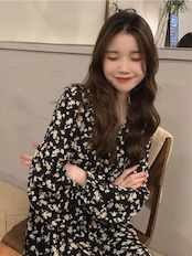 花柄Vネックフレンチワンピース