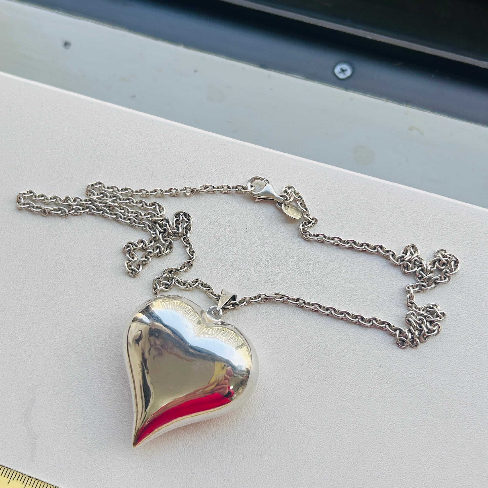 シルバー925 BIG Puffy ハートロングネックレス（61cm） | Milo