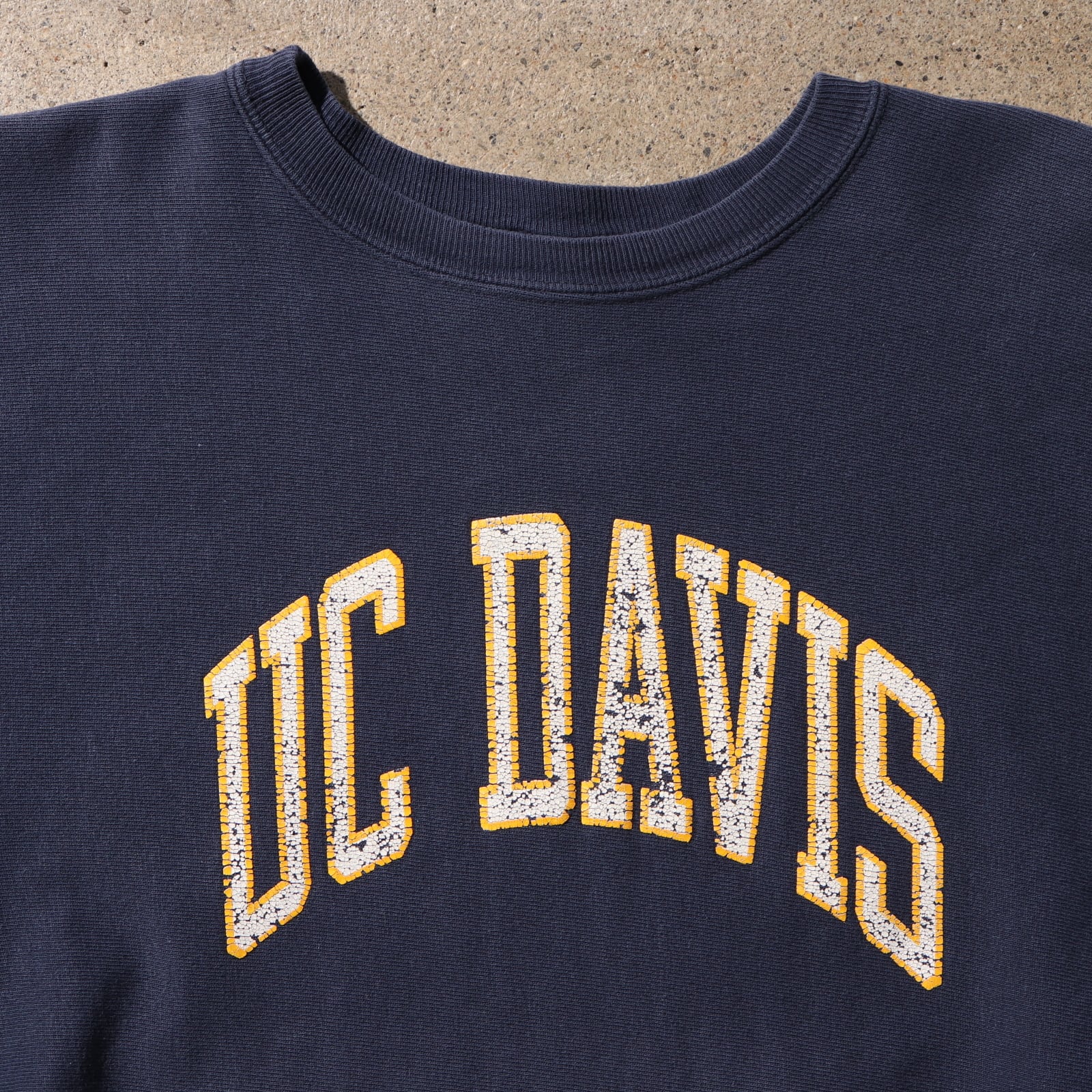 Champion チャンピオン 90s 刺繍タグ UC DAVIS カリフォルニア大学 デービス校 カレッジ プリント リバースウィーブ スウェット トレーナー ダークネイビー系 XXL