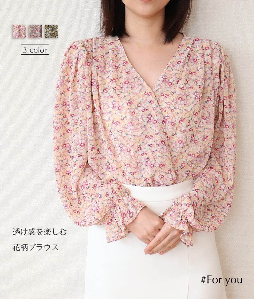 【再入荷】小花柄の透け感ブラウス_a0062103022