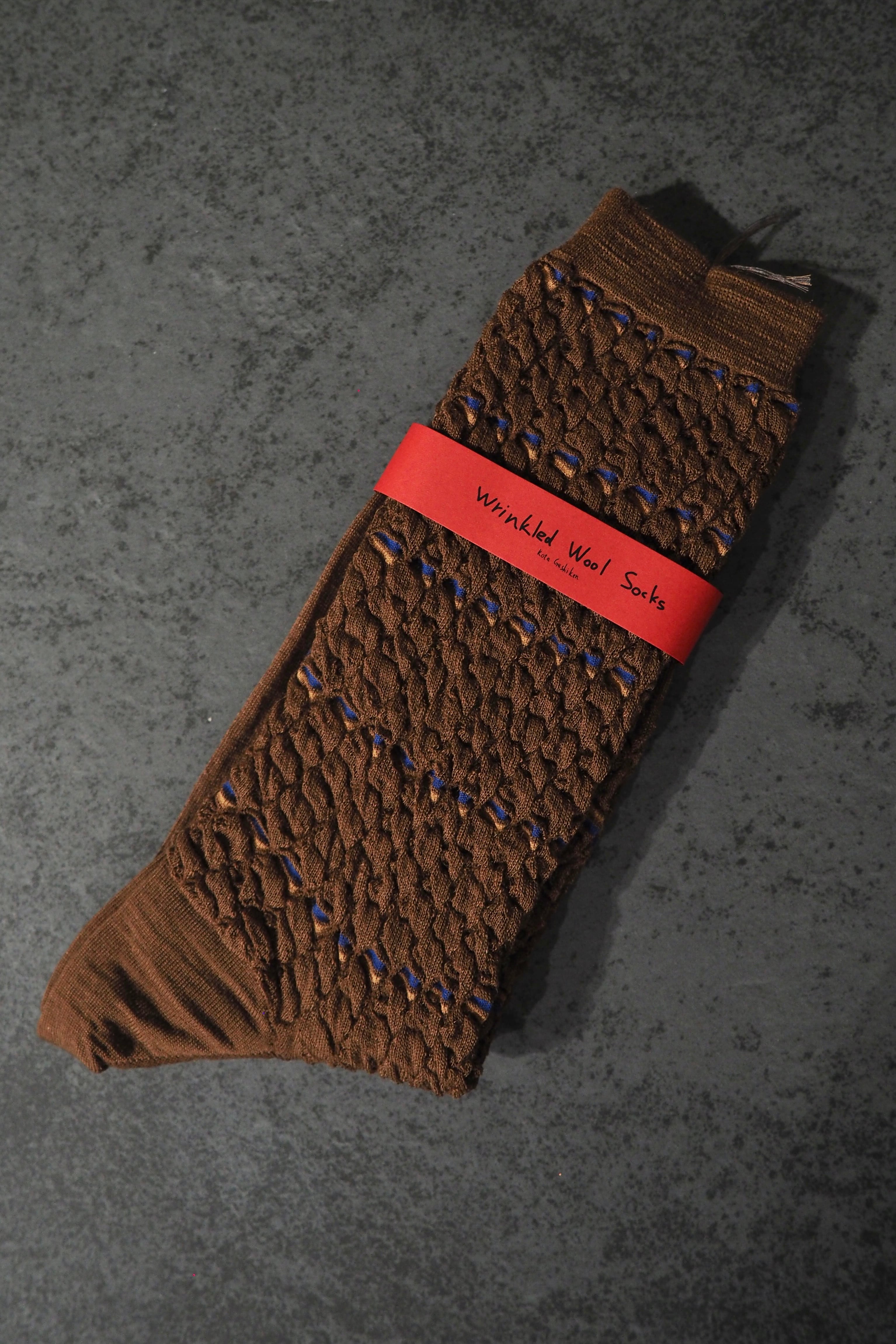 【kota gushiken】Crumpled Wool Socks -Brown-