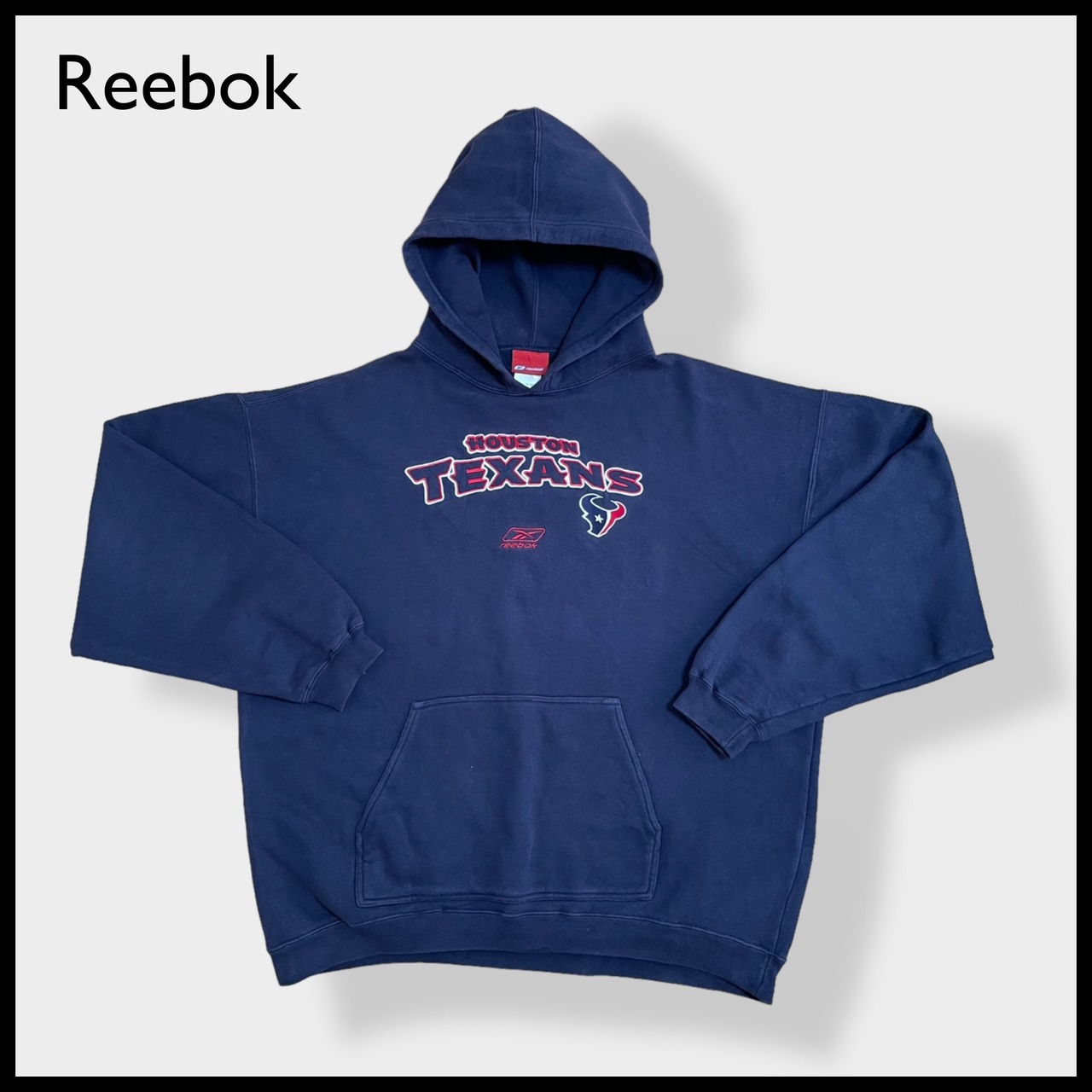 【Reebok】NFL XL ビッグシルエット パーカー 刺繍ロゴ HOUSTON TEXANS フットボール  アメフト スウェット フーディー hoodie プルオーバー ヒューストン テキサンズ リーボック us古着