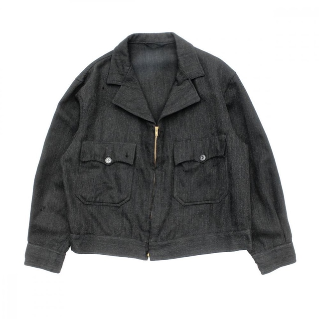 Vintage worsted gabardine work jacket [Unknown Brand] [1950s-] Mix Black, size 48~