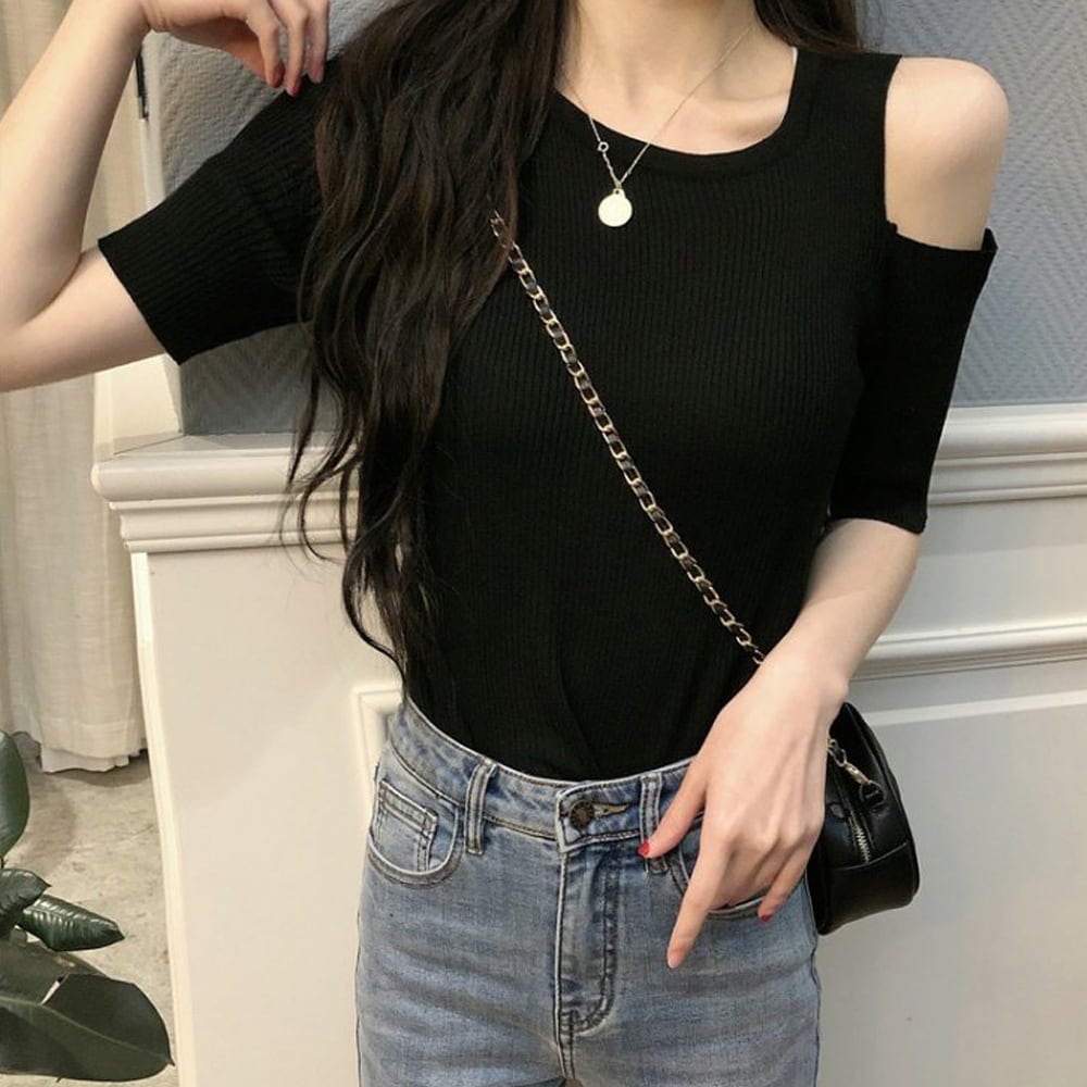 肩出し ニット トップス レディース 春夏 韓国 大人 きれいめ おしゃれ かわいい 肌見せ ストレッチ フェミニン 大人可愛い 大人女子