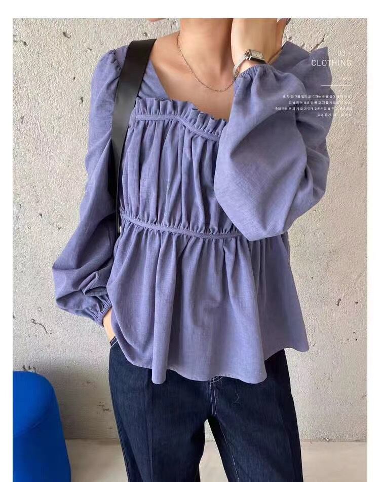 スクエアネックフレアブラウス