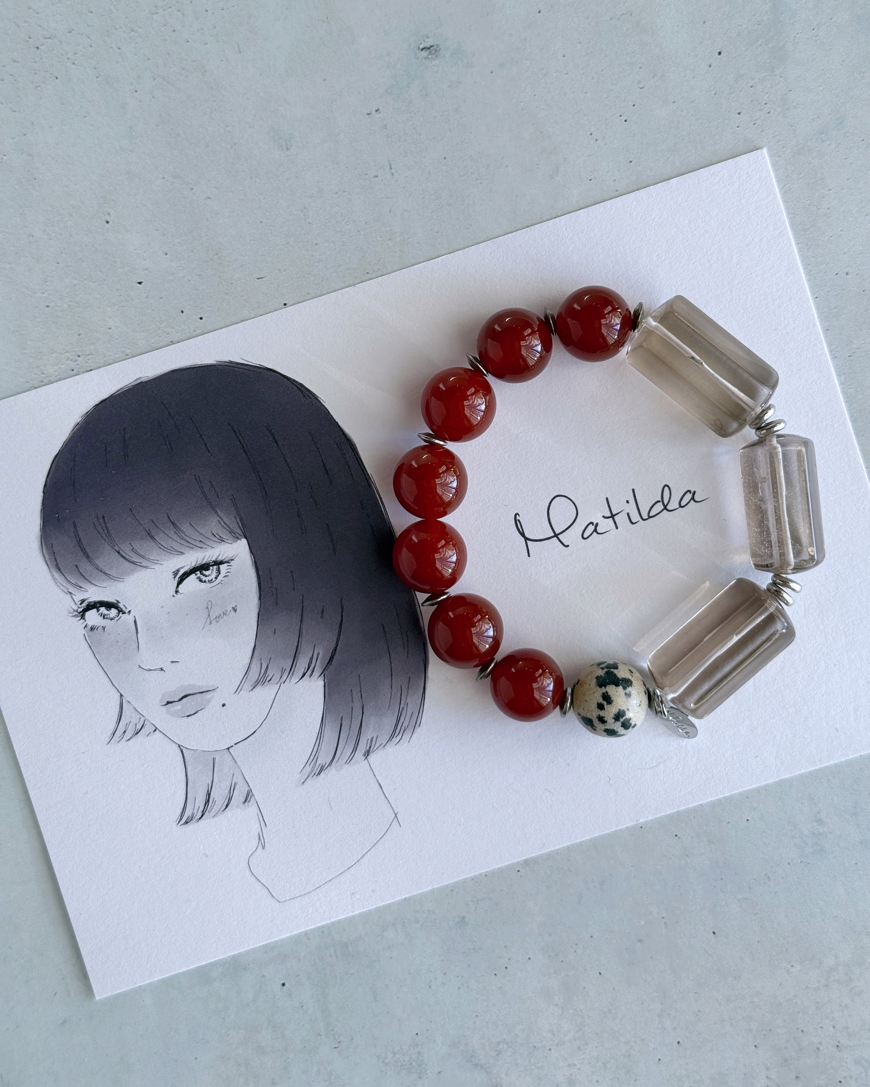 The 'Matilda' bracelet(レッドジェイド×スモーキークォーツ)