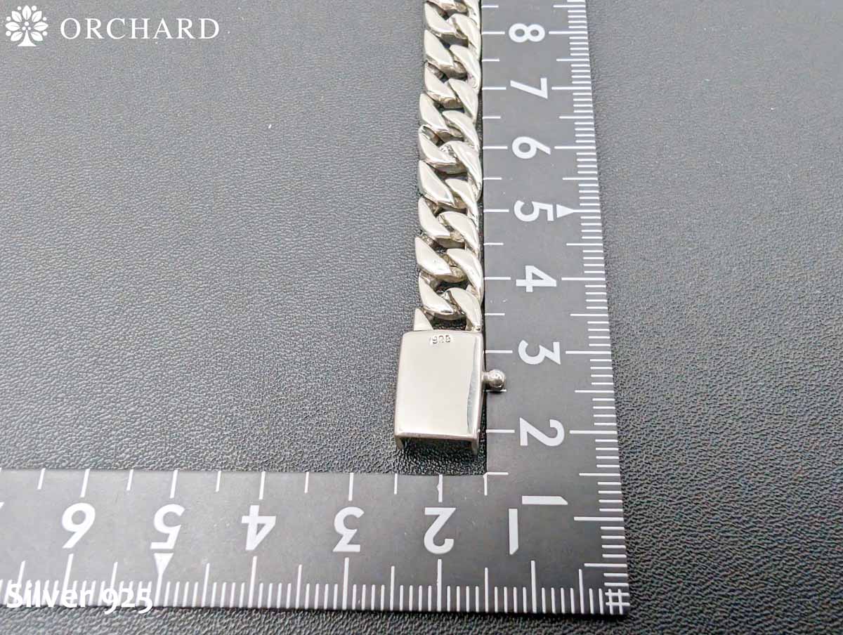 45cm 幅8mm シルバー925 ネックレス マイアミキューバン チェーン 喜平