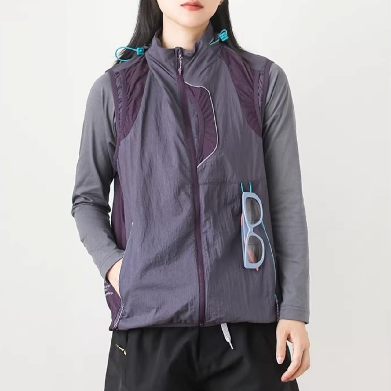 マルチポケットコントラストジップアップベスト C01184