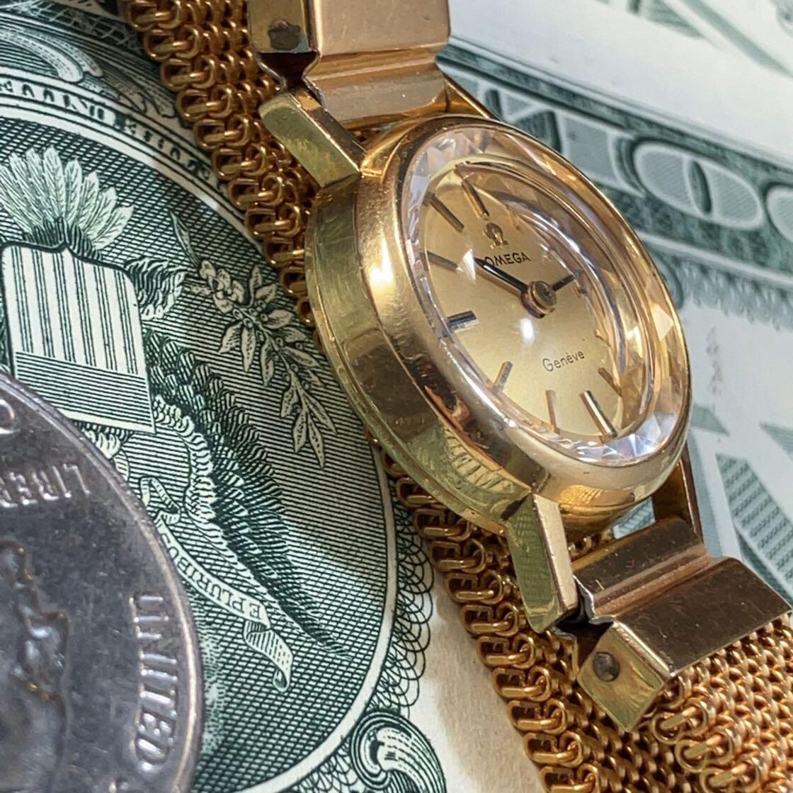 ☆一点限り☆18k 18金無垢 オメガ OMEGA レディマティック 手巻き 