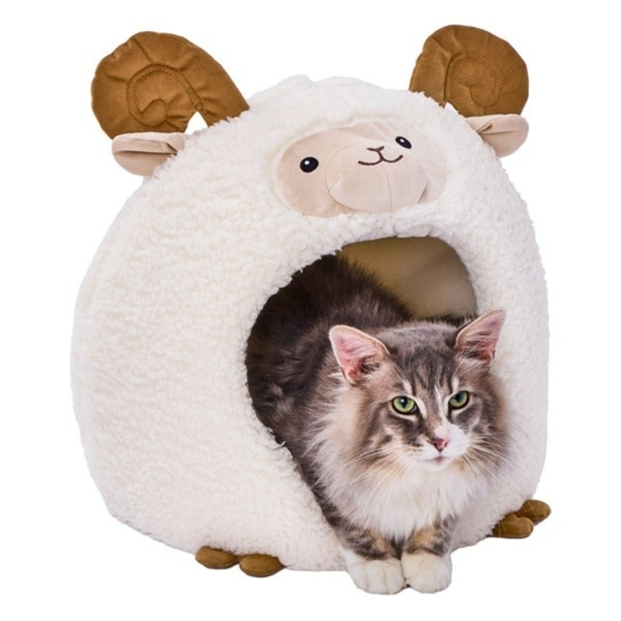 ※開封未使用品【あったかドームベッド (ヒツジ)】お部屋に置いて癒しの空間に！手洗い可能,コード通し穴付き