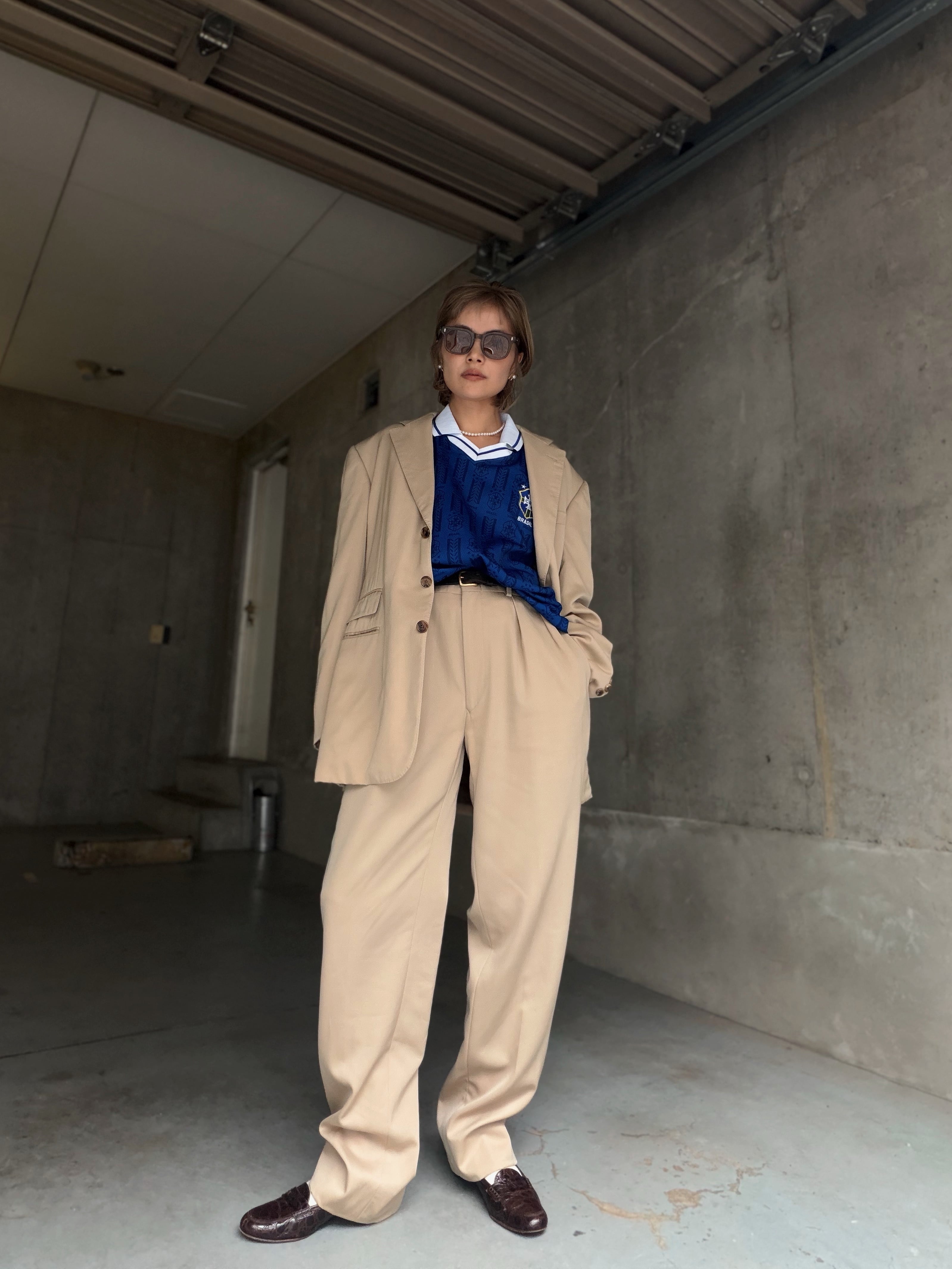 (OP169)Ralph Lauren tropical wool tailored setup made in Japan