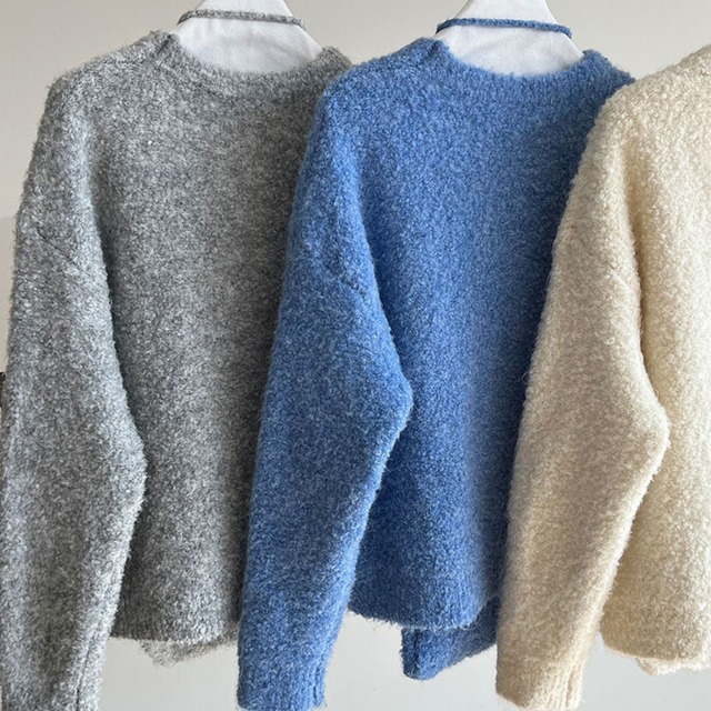 crew neck knit with shoulder bag　J00254