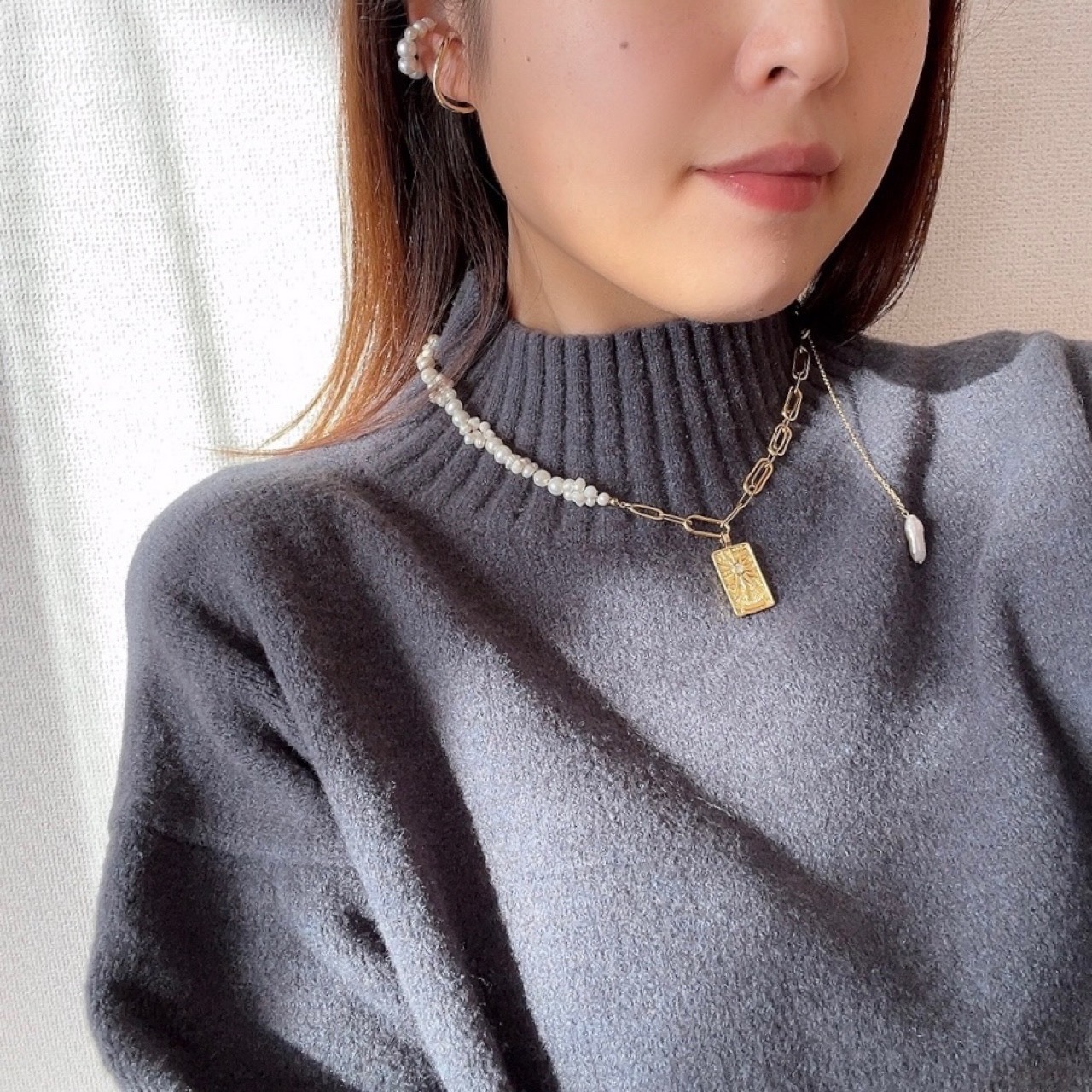 [取り外しロングチャーム］お花パール × チェーン　［GSN27］