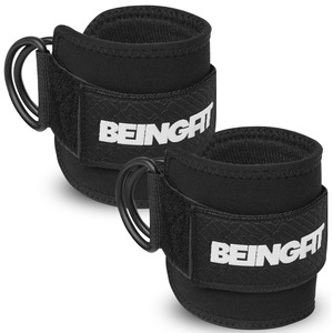 【在庫のみ】Beingfitアンクルストラップ - サイドレイズストラップ ケーブルマシン 用、キックバック や レッグトレーニング に最適、ヒップアップ サポート付き、筋トレアクセサリー トレーニングギア
