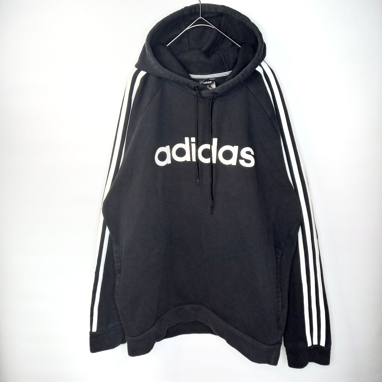 アディダス　プルオーバー　スウェット　パーカー　トレーナー　ストライプ　Oサイズ