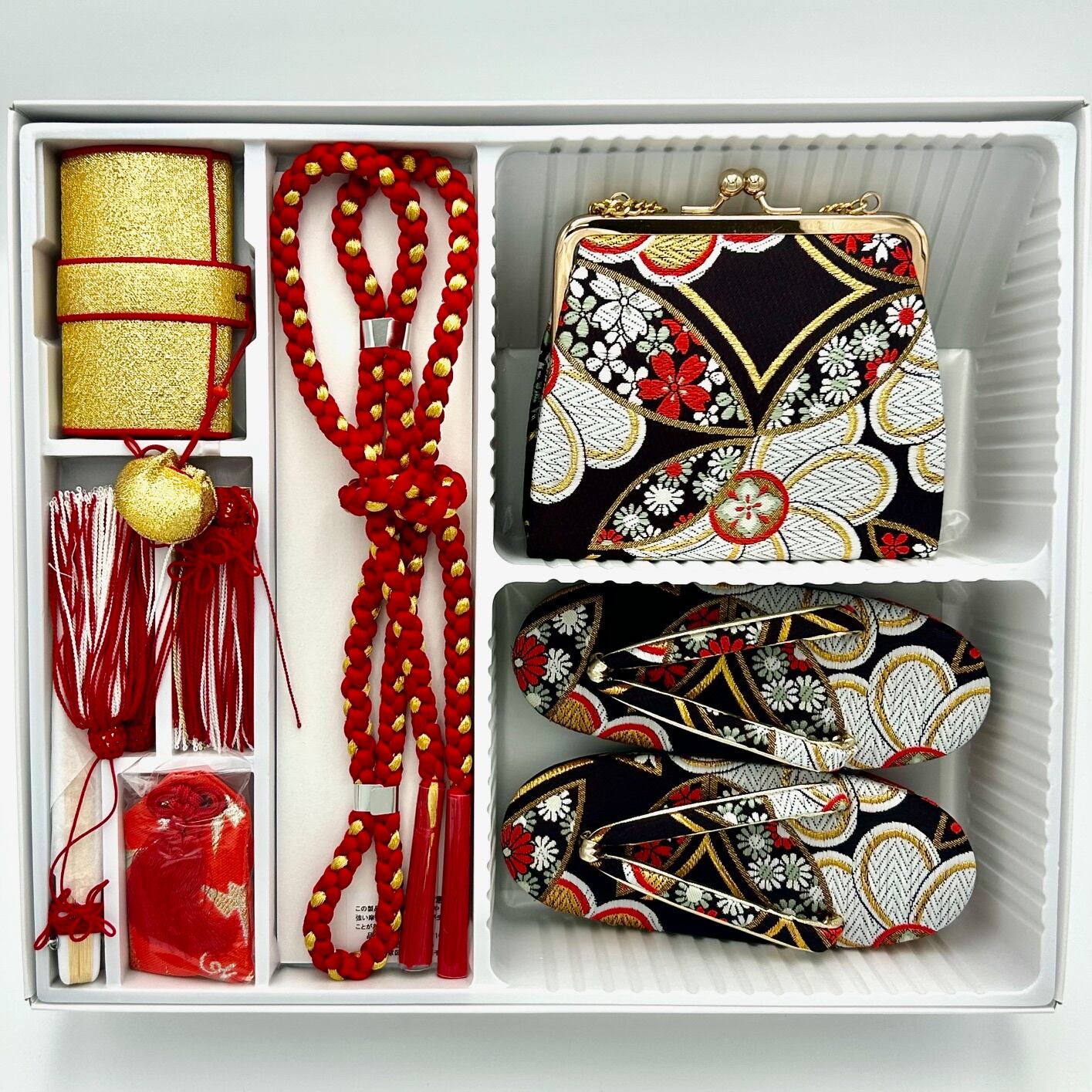 箱迫セット 黒地 七宝と花柄 | 髙濱屋呉服店