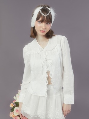 [MARGARIN FINGERS] SCALLOP BLOUSE (WHITE) 正規品  韓国 ブランド 韓国ファッション 韓国代行 マーガリンフィンガーズ 日本 店舗